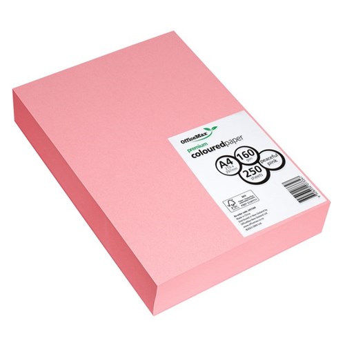 OfficeMax A4 160gsm Peaceful Pink Premium Coloured Copy Paper, Pack of 250