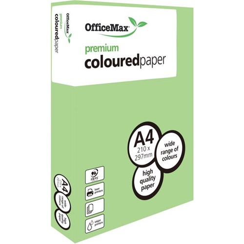 OfficeMax A4 160gsm Graceful Green Premium Coloured Copy Paper, Pack of 250