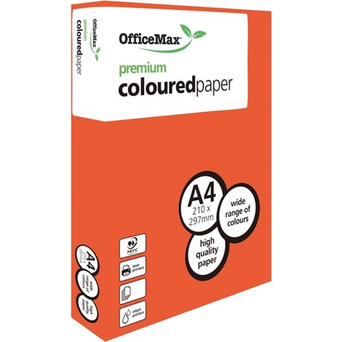 OfficeMax A4 160gsm Raging Red Premium Coloured Copy Paper, Pack of 250