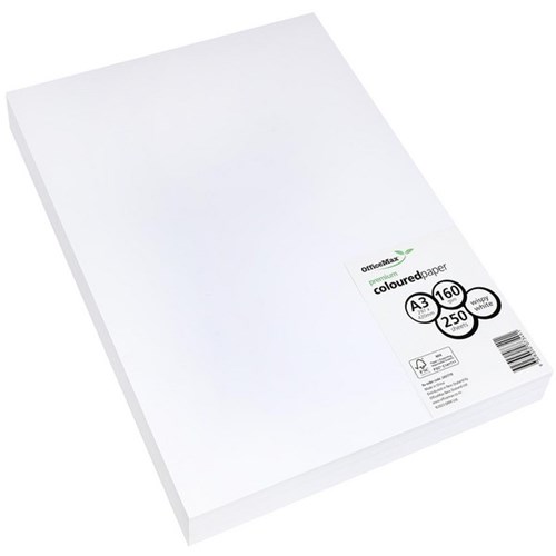 OfficeMax A3 160gsm Wispy White Premium Colour Copy Paper, Pack of 250