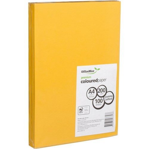 OfficeMax A4 200gsm Glamorous Gold Premium Colour Card, Pack of 100