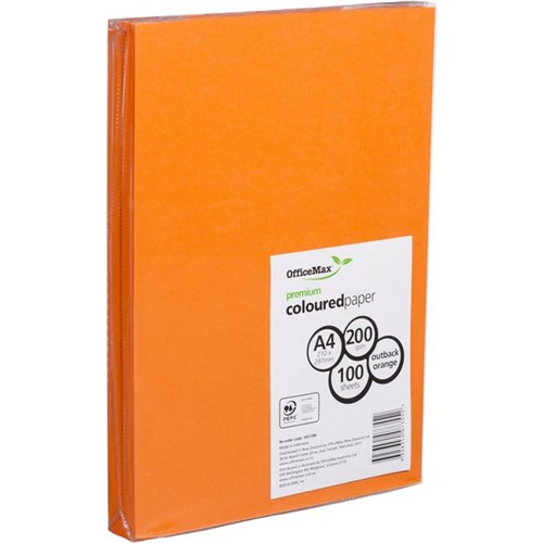 OfficeMax A4 200gsm Outback Orange Premium Colour Card, Pack of 100