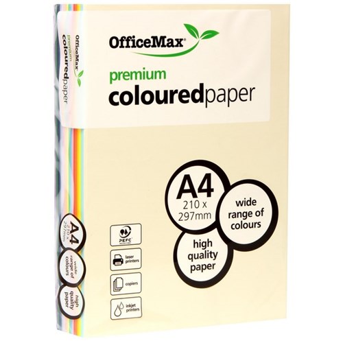OfficeMax A4 80gsm 20 Assorted Colours Premium Coloured Copy Paper, Pack of 500