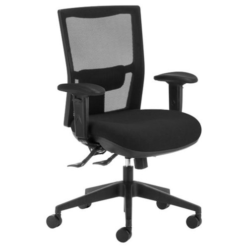 Team Air Heavy Duty Chair 3 Lever Mesh Back With Arms Black/Black