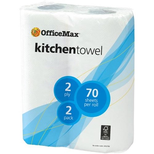 OfficeMax Kitchen Paper Towel 2 Ply, Pack of 2 Rolls 70 sheets OfficeMax NZ