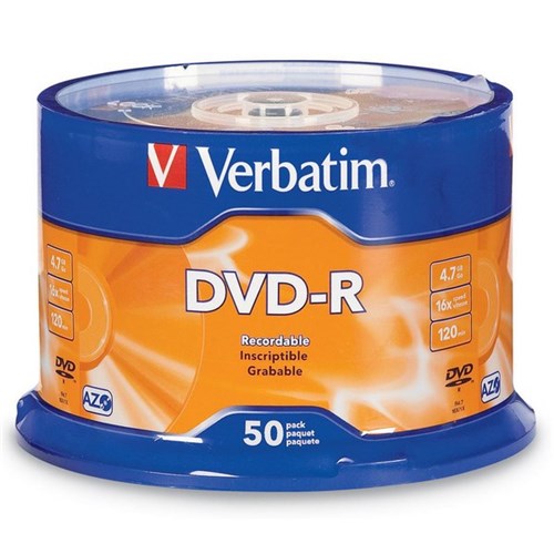 Verbatim DVD-R Recordable Media 4.70GB, Spindle of 50