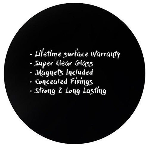 Boyd Visuals Round Glass Writing Board Magnetic Black 1200mm