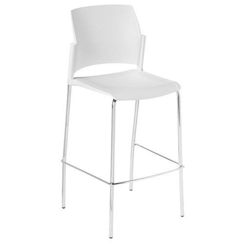 Spring Bar Stool 4 Leg White/Chrome OfficeMax NZ