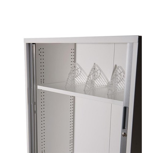 Strata 2 Shelf With Dividers For 900mm Tambour White