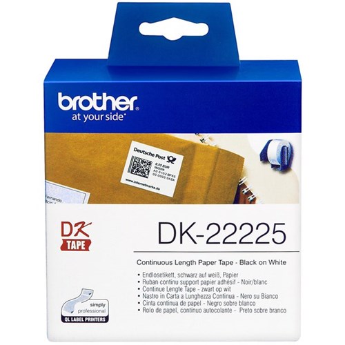Brother Continuous Paper Label Roll DK-22225 38mm x 30.48m Black on White