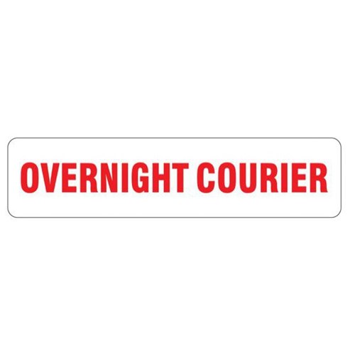 Overnight Courier Shipping Label 30x125mm Red On White, Box of 250