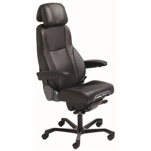 KAB Director II 24/7 Chair With Arms & Headrest Black Leather