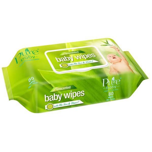 Pure Baby Wipes Resealable, Pack of 80