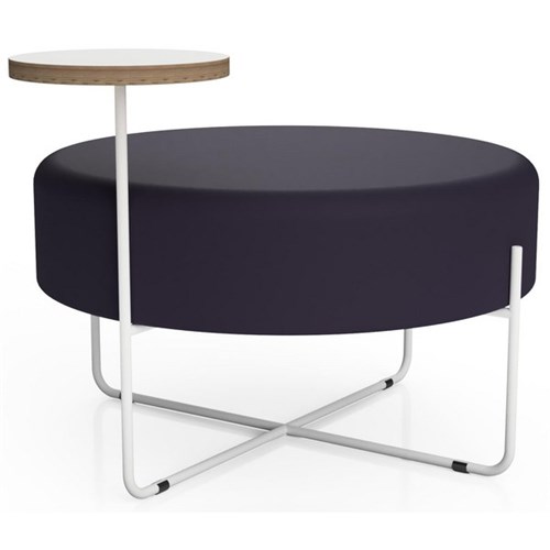 Plump Ottoman With Table Large 800x450mm Augustus Fabric/Eggplant/Futura Ply/White