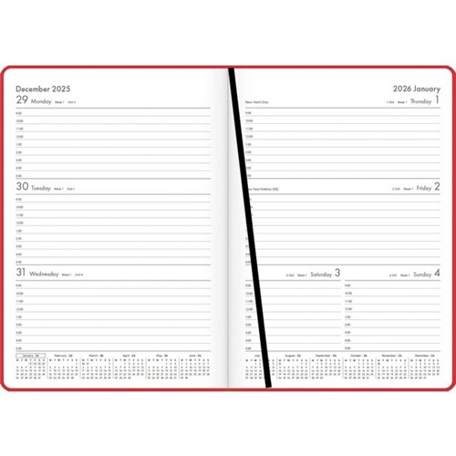 OfficeMax A53 1 Hour Appointments Diary A5 Week To View 2026 Red