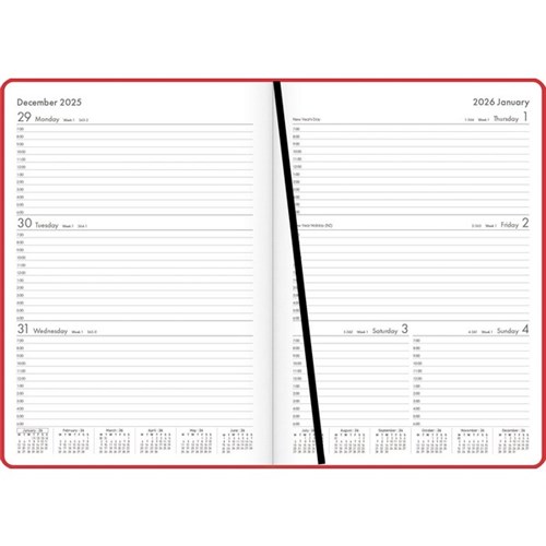 OfficeMax A43 1 Hour Appointments Diary A4 Week To View 2026 Red