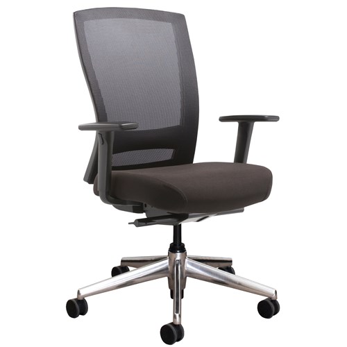 Mentor Synchron Chair Mesh Back With Arms Black/Polished Aluminium