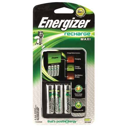 Energizer EN Maxi 4AA Battery Charger & 4 AA Rechargeable Batteries