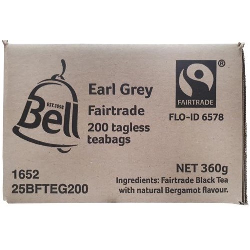 Bell Fairtrade Earl Grey Tagless Tea Bags, Box of 200 OfficeMax NZ