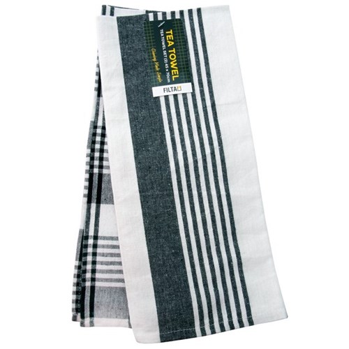 Filta Blended Cotton Tea Towel Royal Black, Pack of 2