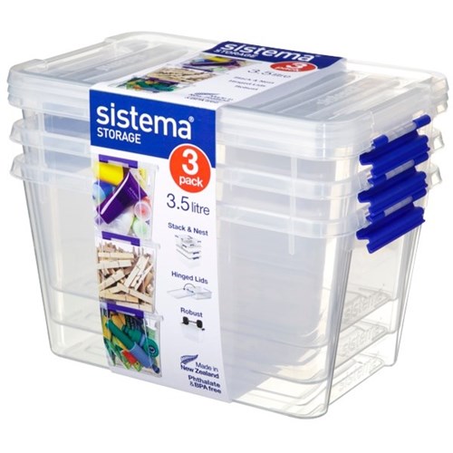Sistema Plastic Storage Container 3.5L Clear, Pack of 3 OfficeMax NZ