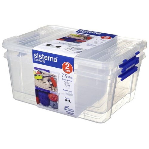 Sistema Plastic Storage Container 7.9L Clear, Pack of 2