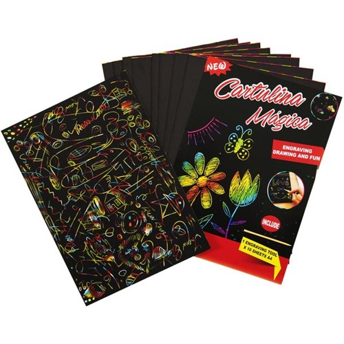 Cartulina Magica Art & Craft Engraving Scratchboard A4, Pack of 10 Sheets