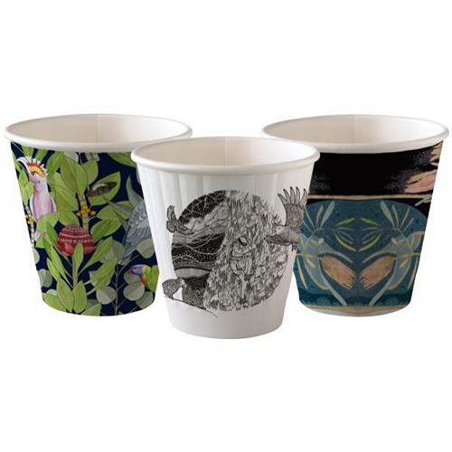 BioPak Compostable Double Wall BioCup Paper Cups 295ml Assorted Art Series, Carton of 1000