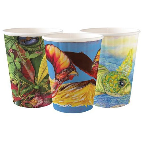 BioPak Compostable Double Wall BioCup Paper Cups 390ml Assorted Art Series, Carton of 1000