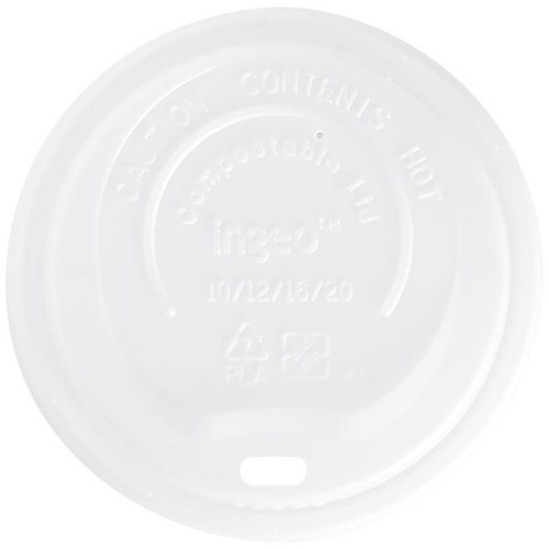 Biopak Compostable Plastic Cup Lid Large 90mm, Carton of 1000