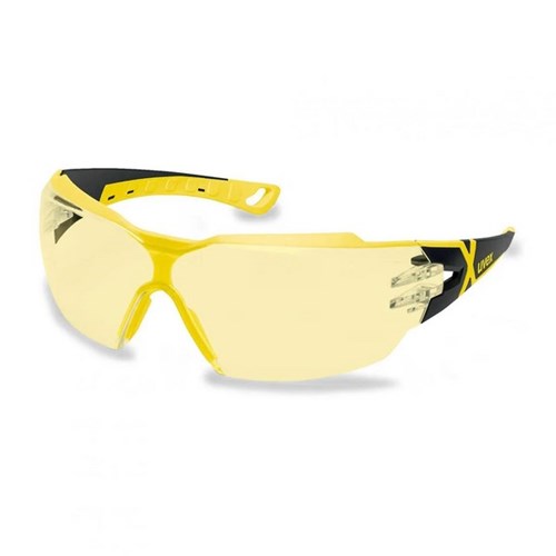 Uvex Pheos CX2 Safety Glasses Amber Lens Black/Yellow