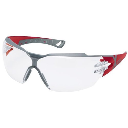 Uvex Pheos CX2 Safety Glasses Clear Lens Red/Grey OfficeMax NZ