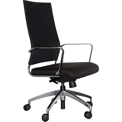 OS Swivel Chair High Mesh Back With Arms Black Fabric/Polished Alloy