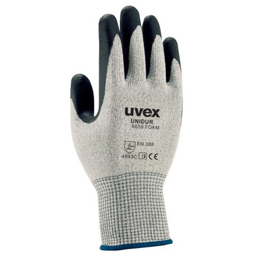 Uvex Unidur 6659 Nitrile Gloves Size 10 Mottled Grey/Black, Pair