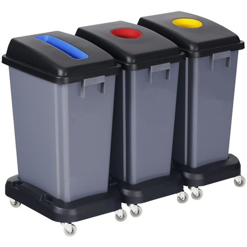 Recycling Rubbish Bin 60L, Set of 3