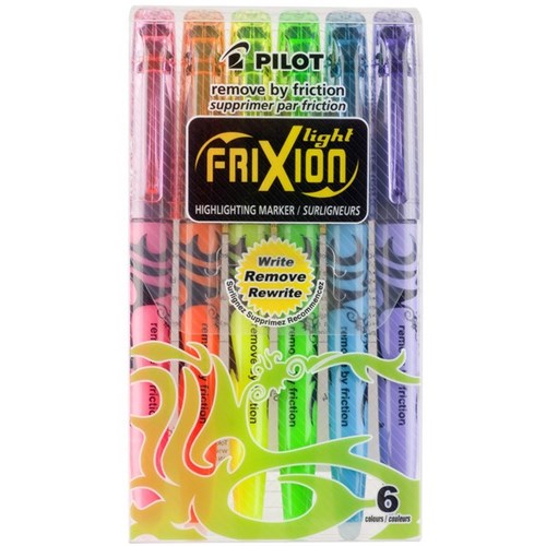 Pilot Frixion Assorted Colours Highlighters Chisel Tip, Pack of 6