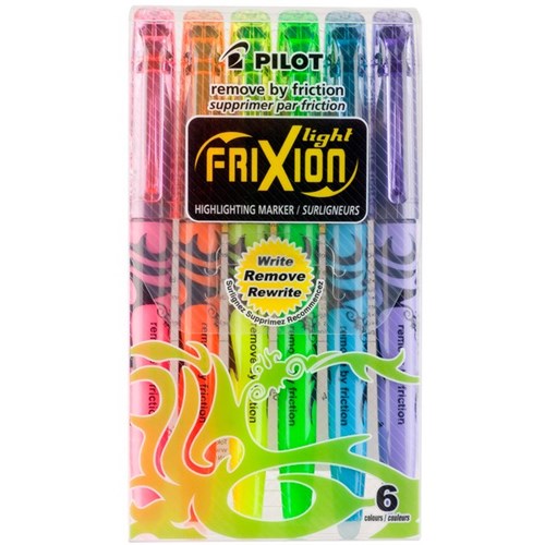 Pilot Frixion Erasable Highlighters Chisel Tip Assorted Colours, Pack of 6