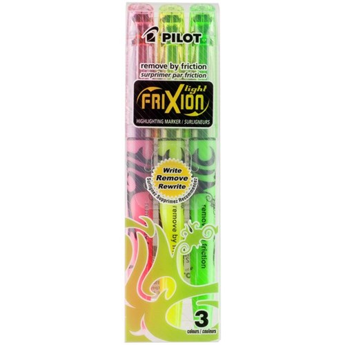 Pilot Frixion Assorted Colours Highlighters Chisel Tip, Pack of 3