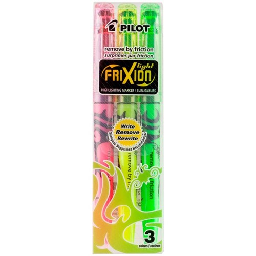 Pilot Frixion Assorted Colours Highlighters Chisel Tip, Pack of 3