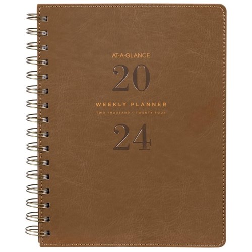 At-A-Glance A5 Diary Planner Week/Month PU 2024 Brown