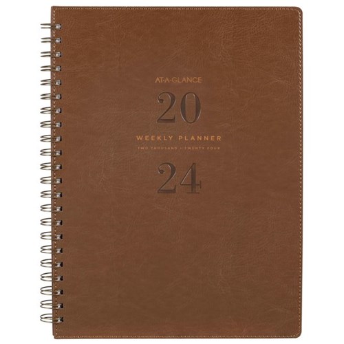 At-A-Glance A4 Diary Planner Week To View PU 2024 Brown