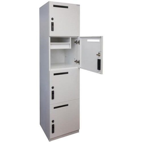 Proceed Personal Storage Locker With Mail Slots 4 Door RFID Locks White