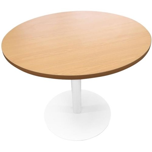 City Height Adjustable Meeting Table Round 900mm Round Base Tawa/White
