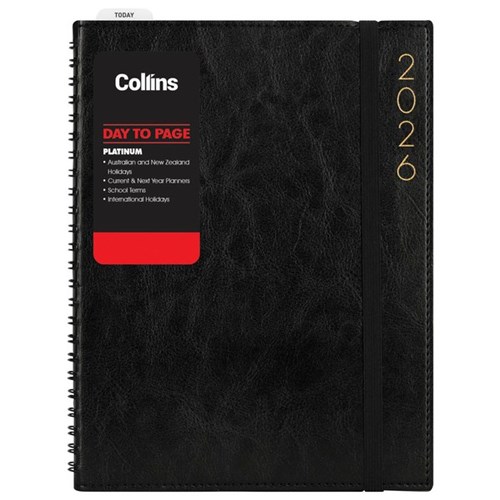 Collins A41 1/2 Hour Appointments Platinum Diary Wiro A4 Day Per Page 2026 Black