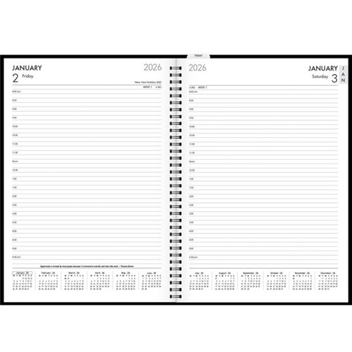 Collins A41 1/2 Hour Appointments Platinum Diary Wiro A4 Day Per Page 2026 Black