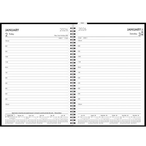 Collins A51 1 Hour Appointments Platinum Diary Wiro A5 Day Per Page 2026 Black