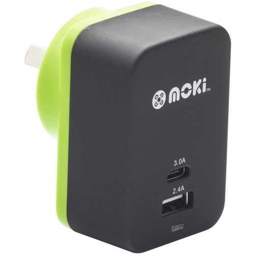 Moki RapidCharge Wall Charger Type C+ USB 3.0 Black