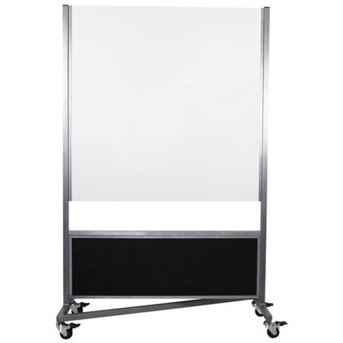 SitRite Mobile Whiteboard & Pin Board 1200x1200mm Ashcroft Onyx/Silver
