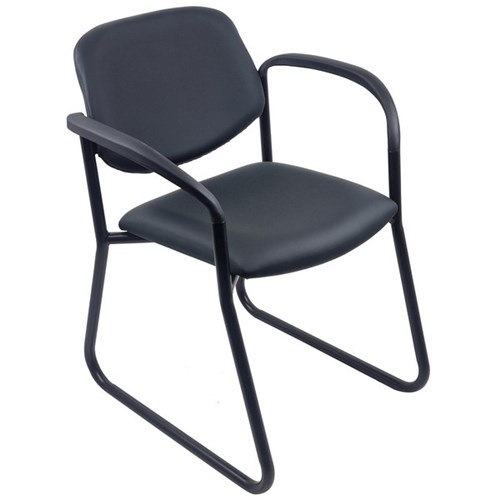 Nomad Visitor Chair Sled Base With Arms Pacifica Vinyl/Black/Black