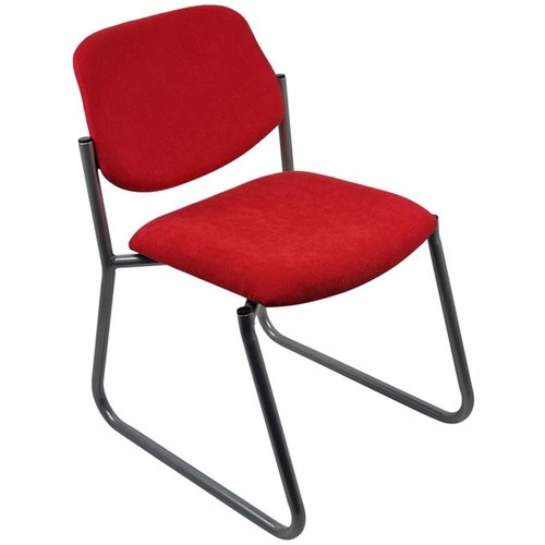 Nomad Visitor Chair Sled Base Ashcroft Fabric/Scarlet/Silver